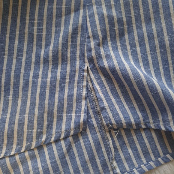 Savanna Jane Womens Top Size Small Blue White Striped Floral Embroidered Blouse - Picture 5 of 7